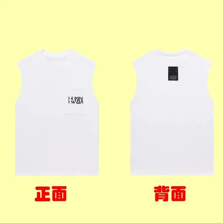 Summer loose letters MM6 embroidered label printing same style for men and women couples