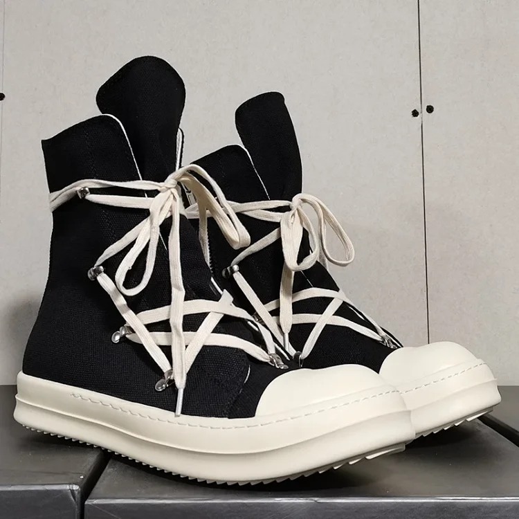 Cloth Shoes, Sneakers, White High-top Men's Five-pointed Star Canvas Shoes, Summer Thick-soled Casual