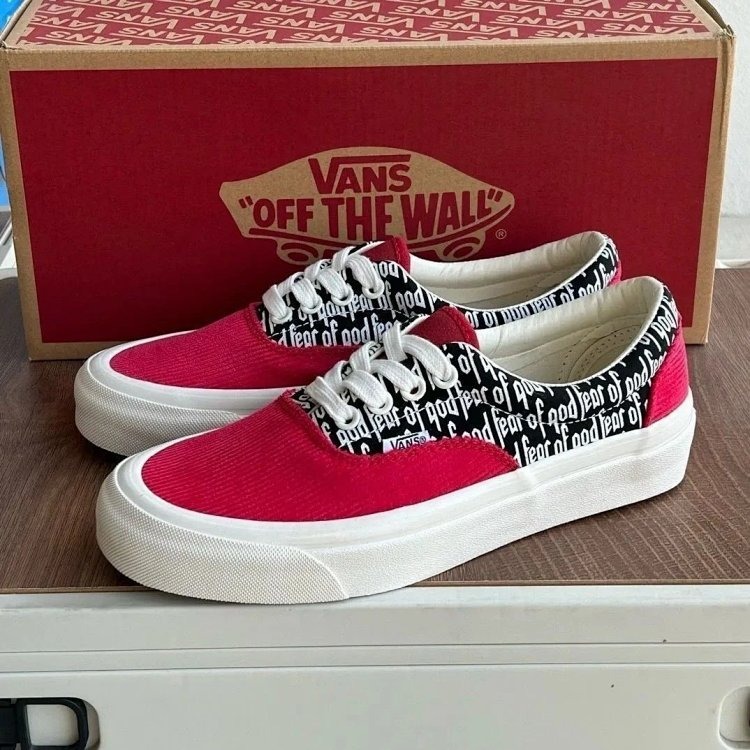 Wansi Board Shoes, One Foot Low Cut ShoesFear of God X Vans Era 95 Dx White Black Fog