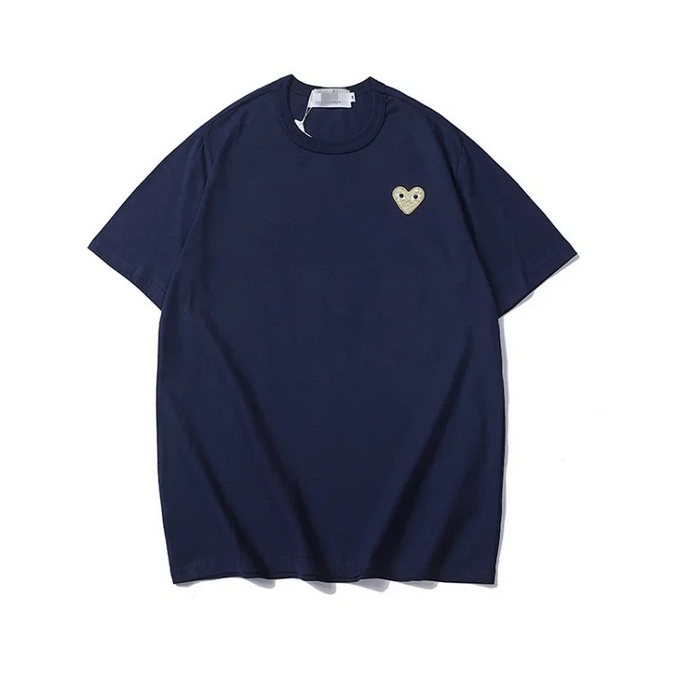 plaLove embroidered short-sleeved pure cotton red heart eyes couple T-shirt