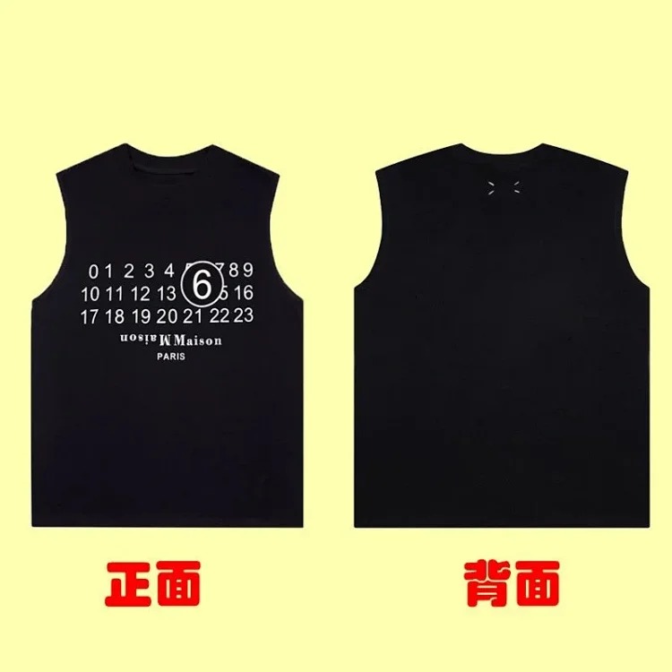 Summer loose letters MM6 embroidered label printing same style for men and women couples