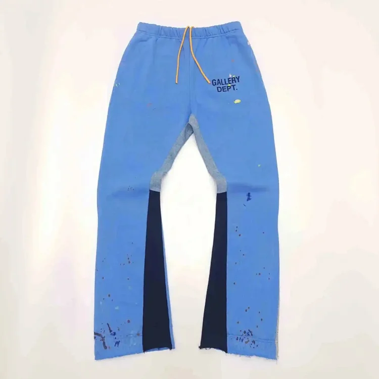 Dept. trousers legs are spliced ​​with multi-colored black letters and white waves