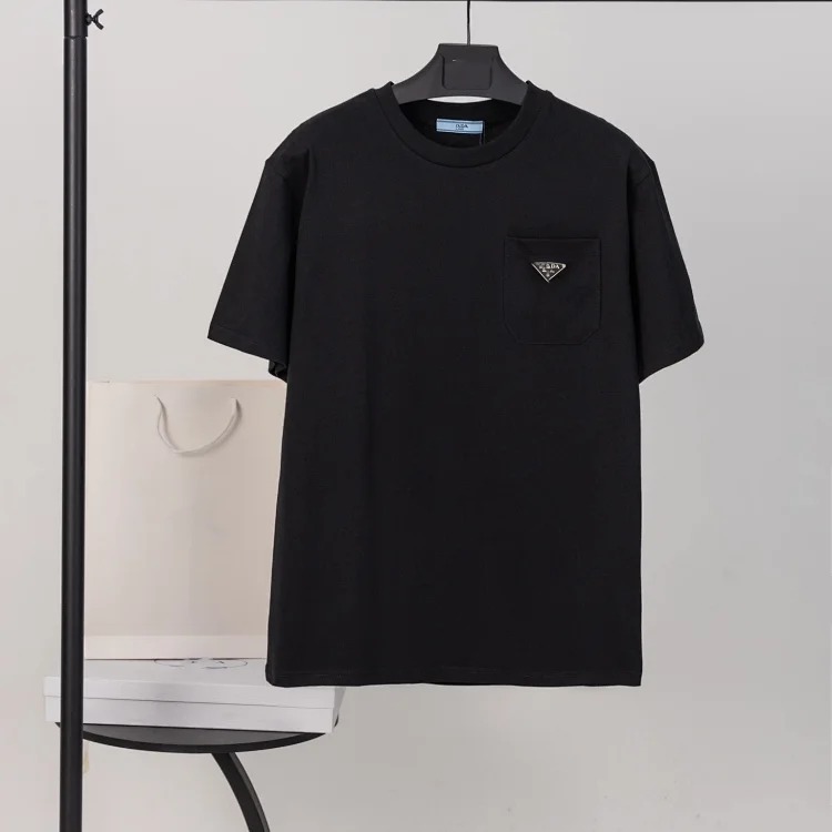 Metal triangle logo series style P short-sleeved T-shirts for men and women