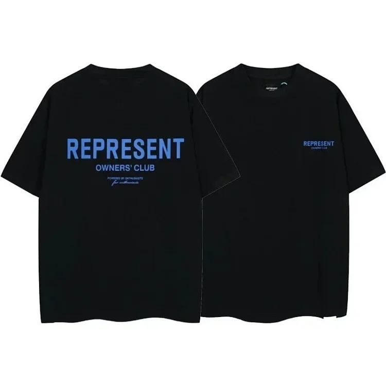 Letter print retro men's and women's couple round neck loose short-sleeved T-shirt
