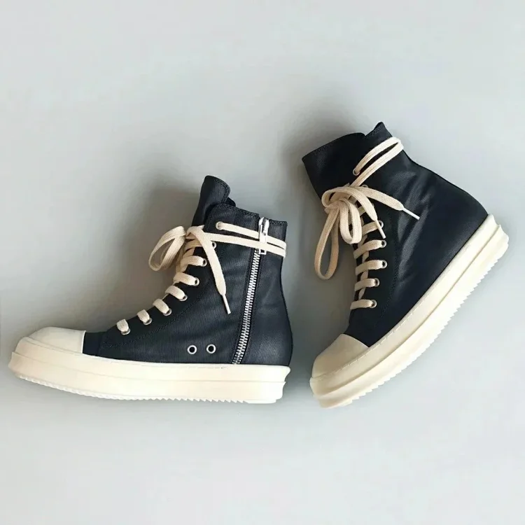 RICK OWENS RO double line DRKSHDW old wax cloth high top large Converse