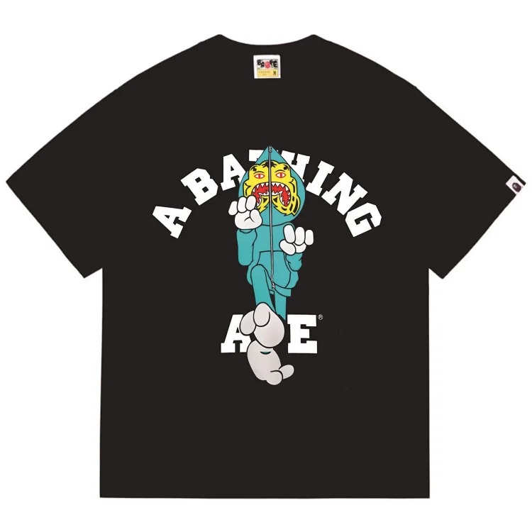 Ape head little monkey camouflage men's and women's short-sleeved round neck T-shirt for men