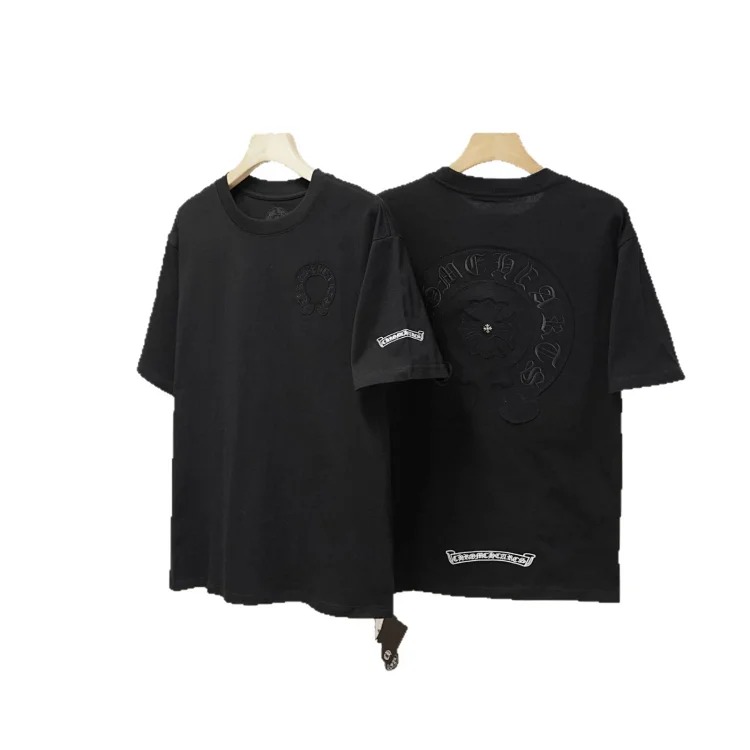 CH cross print round neck cotton men's trendy T-shirt