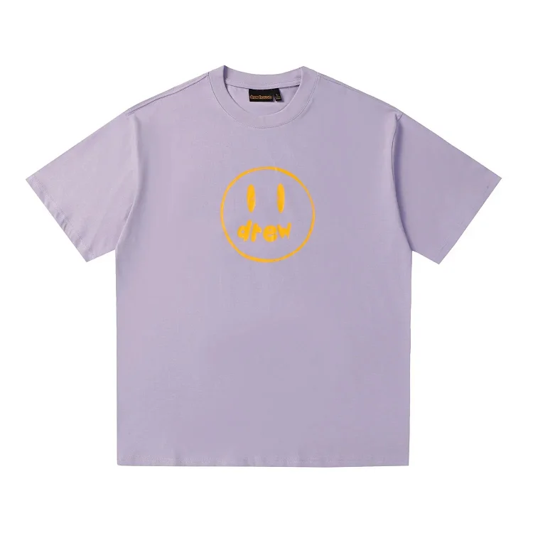 DREW HUOSE Summer classic Justin Bieber matching smiley face pattern round neck versatile T-shirt for couples
