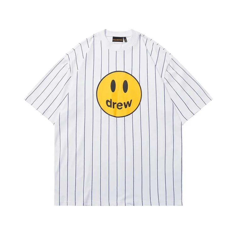 DREW HUOSE Summer classic Justin Bieber matching smiley face pattern round neck versatile T-shirt for couples