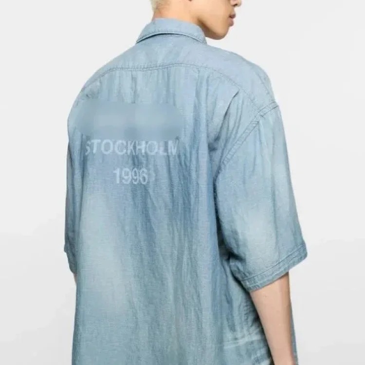 AC washed distressed printed 1996 short-sleeved sweatshirt hoodie