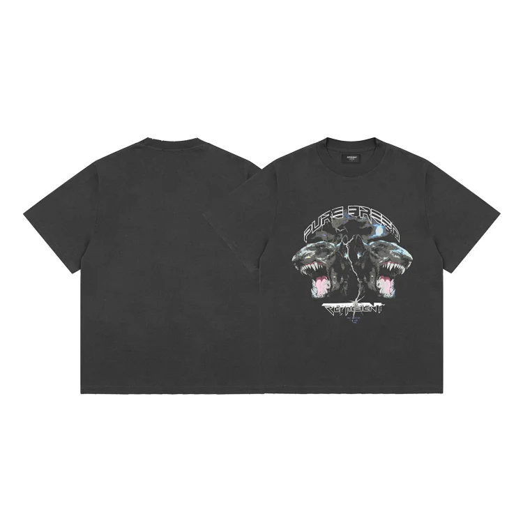 Collection Eagle Shark Pattern Printed Round Neck Short Sleeve Beauty Trendy Hip Hop