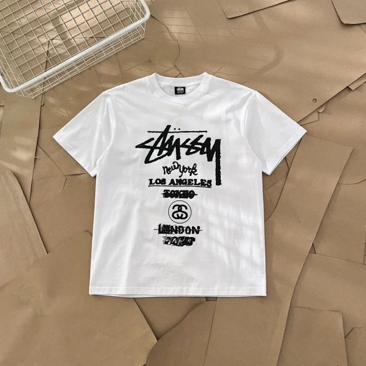 25SS Stussy World Tour Series World Tour Letter Logo Printed Short-sleeved T-shirt