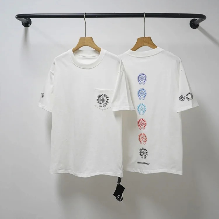 CH cross print round neck cotton men's trendy T-shirt