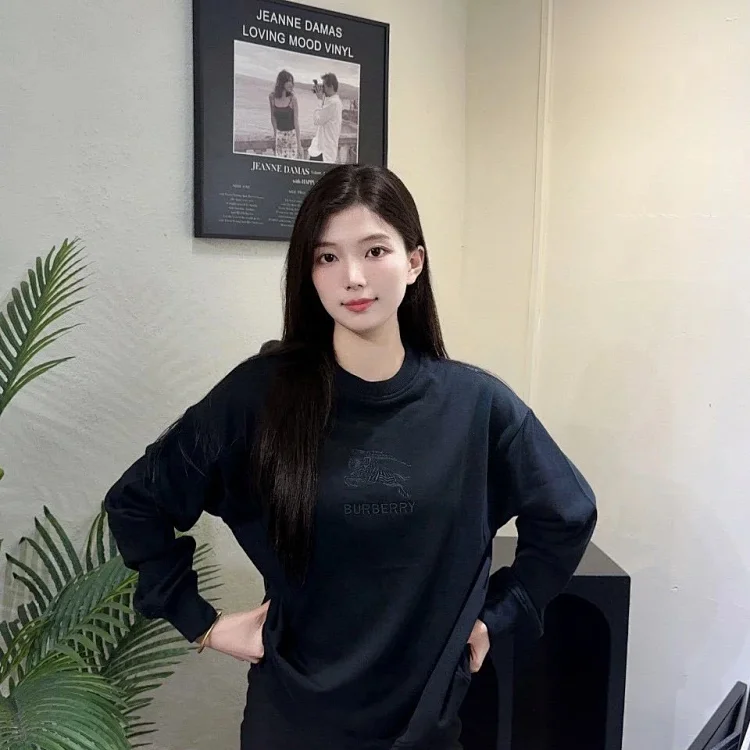 BBR 24Fw dark pattern chest embroidered war horse round neck sweatshirt for men and women