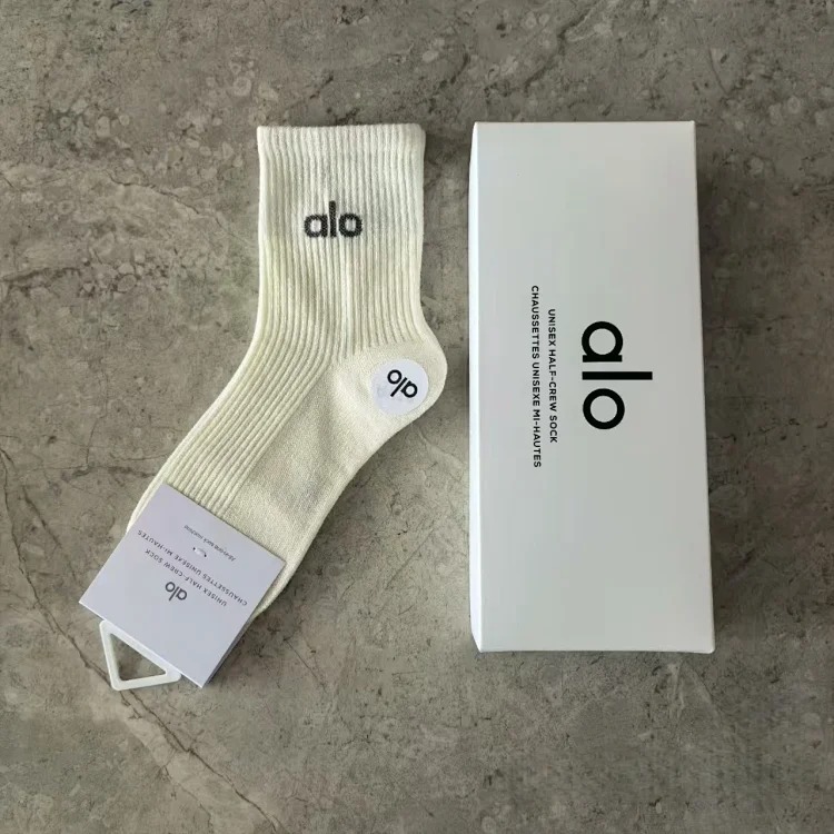 alo sports socks boneless seam solid color mesh cotton socks