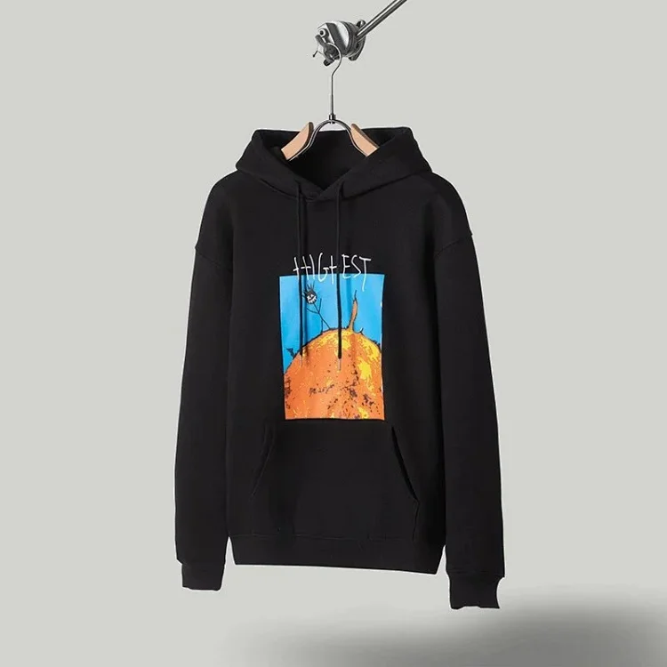 European and American trendy brand Travis Scott Sun Stickman Foamed Velvet Hoodie Sweatshirt Men's and Women's Jacket