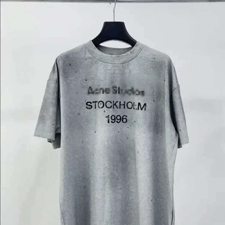AC washed distressed printed 1996 short-sleeved sweatshirt hoodie