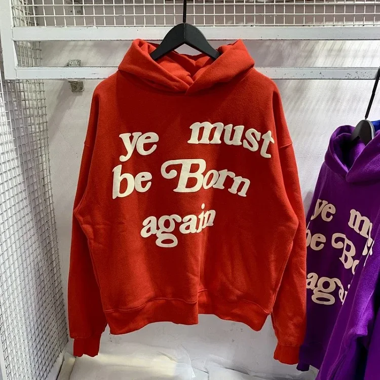 Foam printed sweatshirts for men and women, trendy brand hoodies for couples