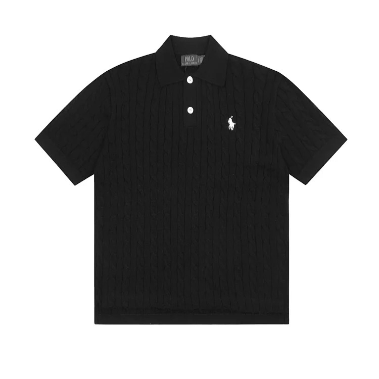Horse label POLO lapel knitted short-sleeved small twist lapel T-shirt