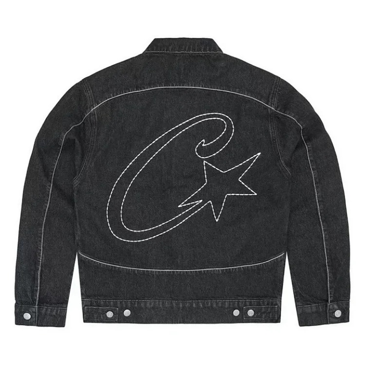 Corteiz Alcatraz Denim Suit High Street Western Denim Jacket Coat Loose Jeans Trendy Brand-XW-1