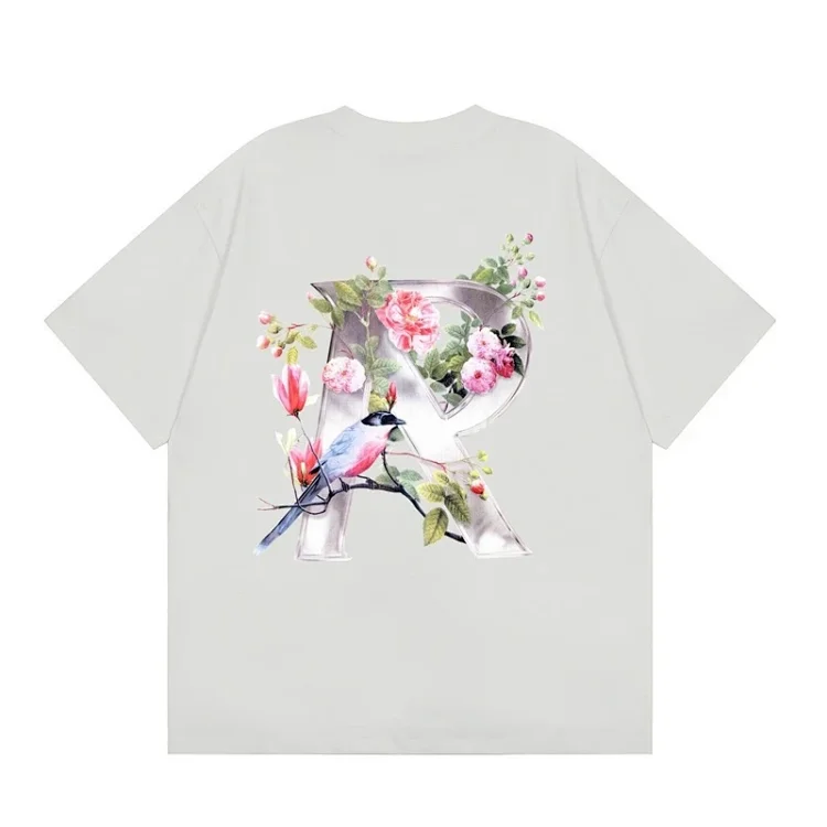 Collection Eagle Shark Pattern Printed Round Neck Short Sleeve Beauty Trendy Hip Hop