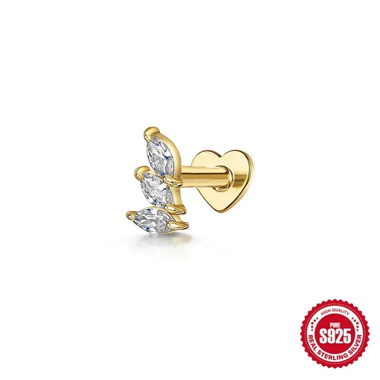 Heart Rhinestone Silver Earrings