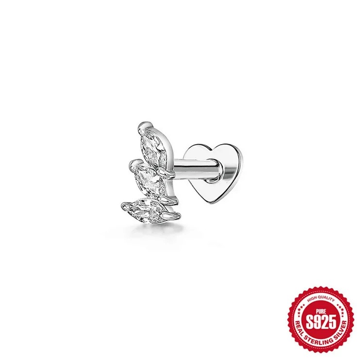 Heart Rhinestone Silver Earrings