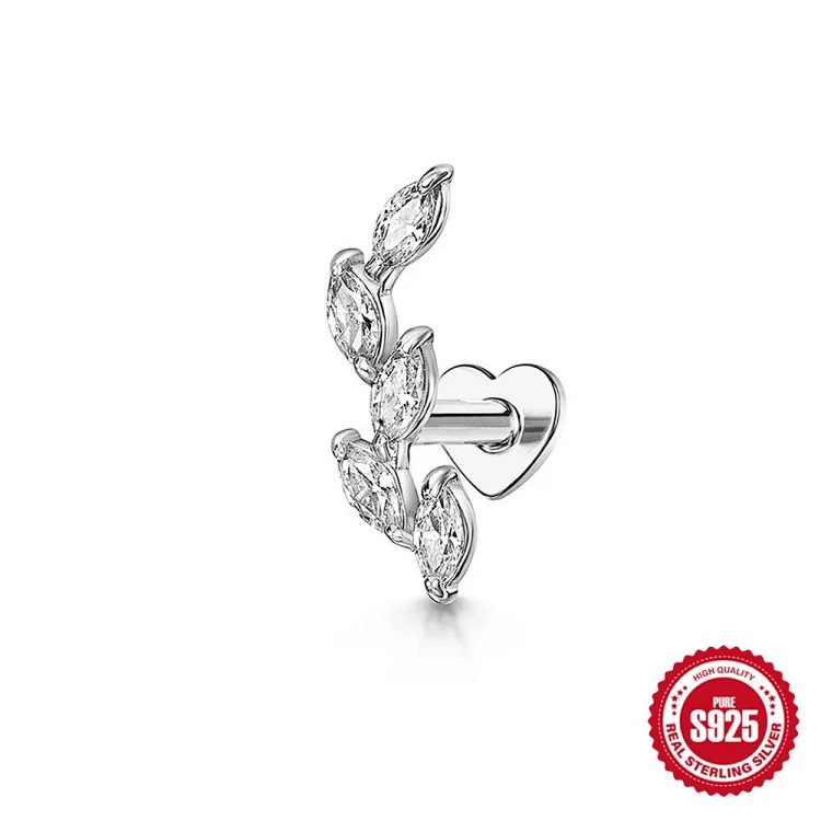 Heart Rhinestone Silver Earrings