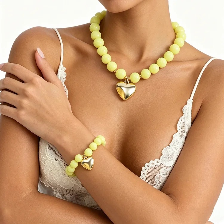 Fashion Pearl Heart Necklace B3767