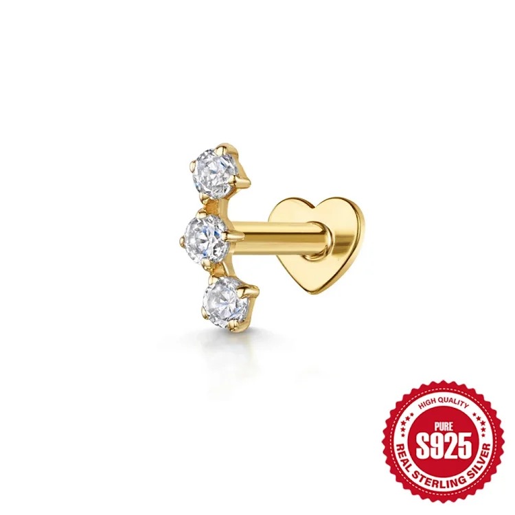 New Heart Rhinestone Silver Earrings