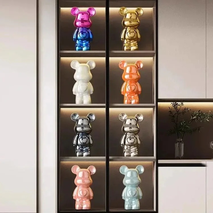 Light luxury TV cabinet cartoon Internet celebrity violent bear ornaments building block bear living room large floor-standing 387