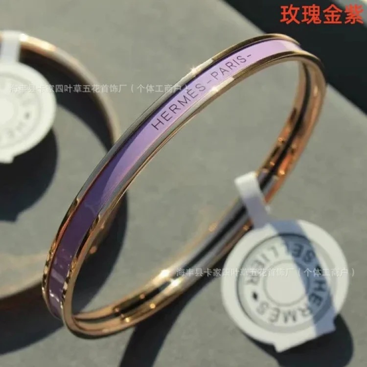 V gold high H home bracelet ultra narrow 18k rose gold plated round closed bracelet enamel precision straight