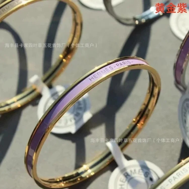 V gold high H home bracelet ultra narrow 18k rose gold plated round closed bracelet enamel precision straight