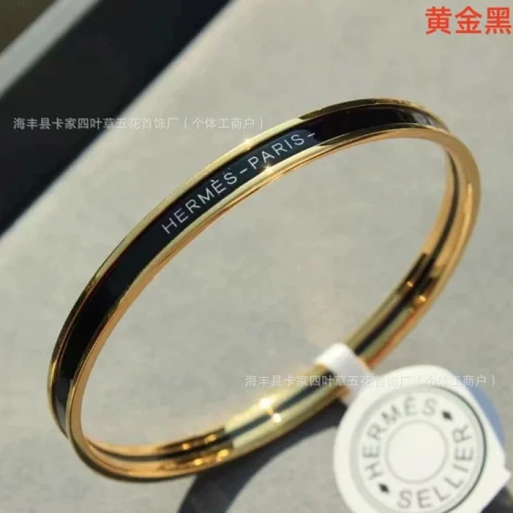 V gold high H home bracelet ultra narrow 18k rose gold plated round closed bracelet enamel precision straight