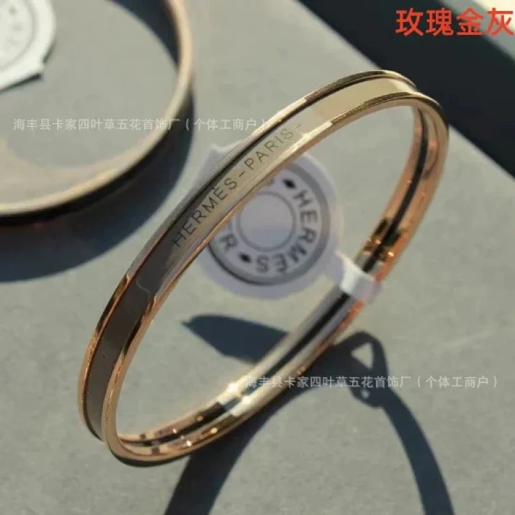 V gold high H home bracelet ultra narrow 18k rose gold plated round closed bracelet enamel precision straight