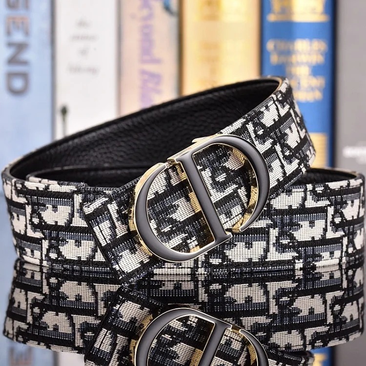 ABC28-3 New Internet celebrity same style men's canvas genuine leather belt fashionable Baita simple and durable letter belt