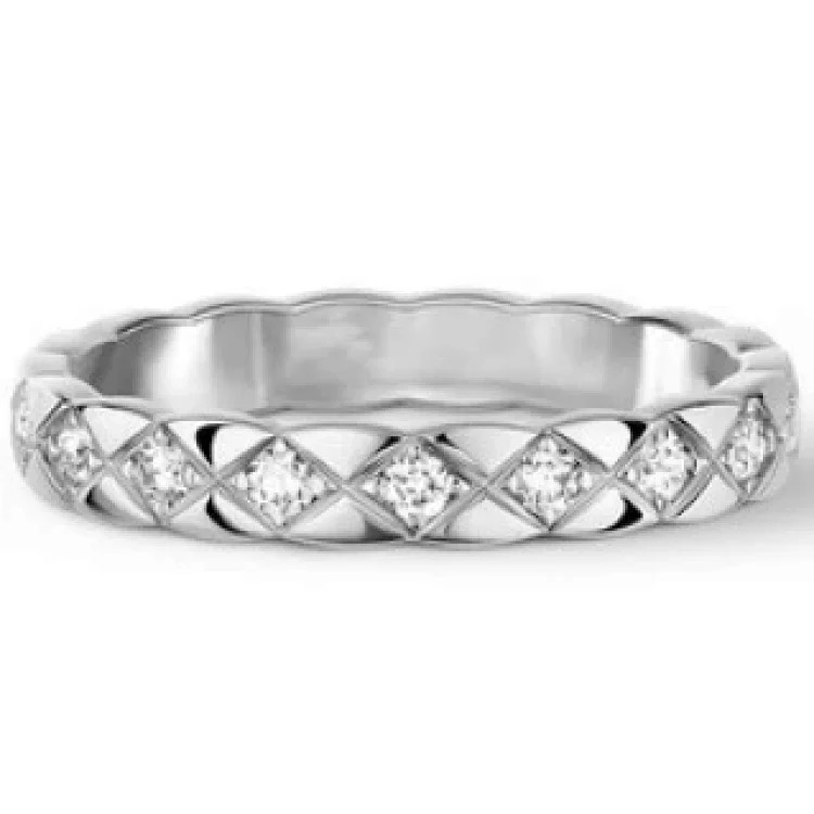 Coco Crush diamond ring with rhombus pattern wide hand-set square diamond ring stackable versatile ring zircon