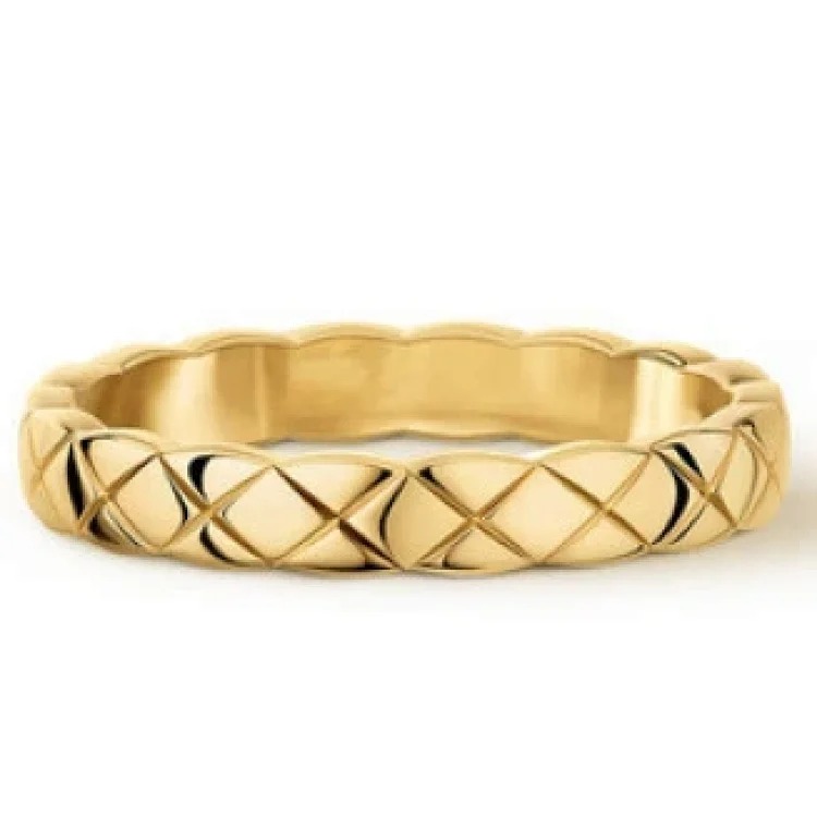 Coco Crush diamond ring with rhombus pattern wide hand-set square diamond ring stackable versatile ring zircon