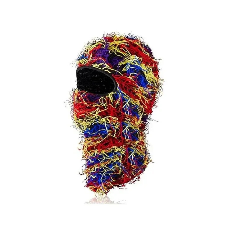 New Knitted Warm Mask Headgear Personalized Camouflage Jacquard Single Hole Baotou Plush Hat Ski Windproof Hat