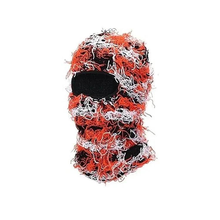 New Knitted Warm Mask Headgear Personalized Camouflage Jacquard Single Hole Baotou Plush Hat Ski Windproof Hat