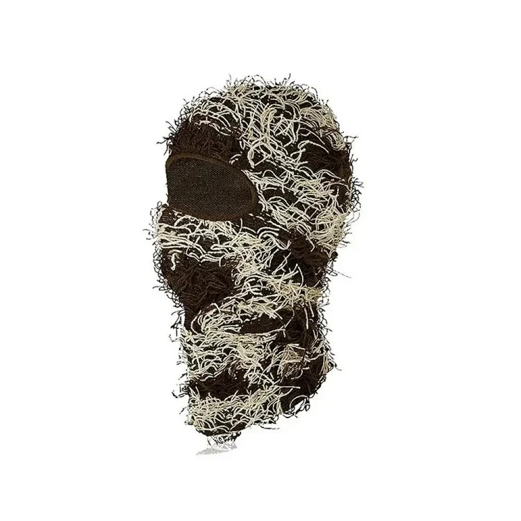 New Knitted Warm Mask Headgear Personalized Camouflage Jacquard Single Hole Baotou Plush Hat Ski Windproof Hat