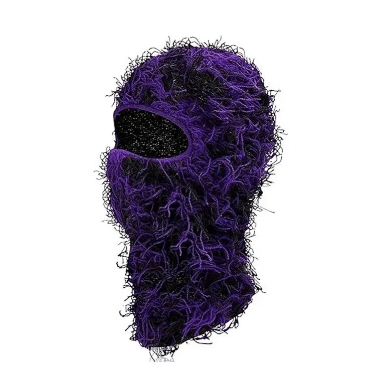 New Knitted Warm Mask Headgear Personalized Camouflage Jacquard Single Hole Baotou Plush Hat Ski Windproof Hat