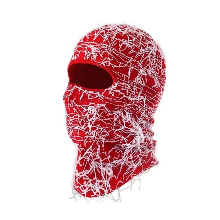 New Knitted Warm Mask Headgear Personalized Camouflage Jacquard Single Hole Baotou Plush Hat Ski Windproof Hat