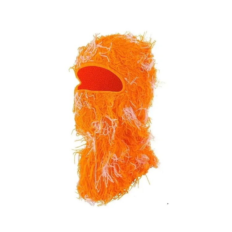 New Knitted Warm Mask Headgear Personalized Camouflage Jacquard Single Hole Baotou Plush Hat Ski Windproof Hat