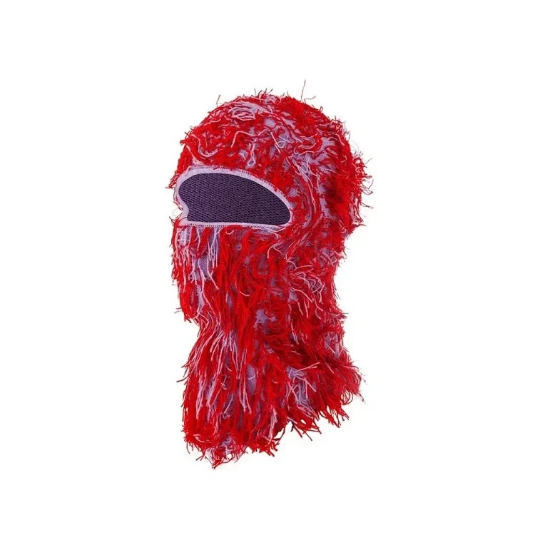 New Knitted Warm Mask Headgear Personalized Camouflage Jacquard Single Hole Baotou Plush Hat Ski Windproof Hat