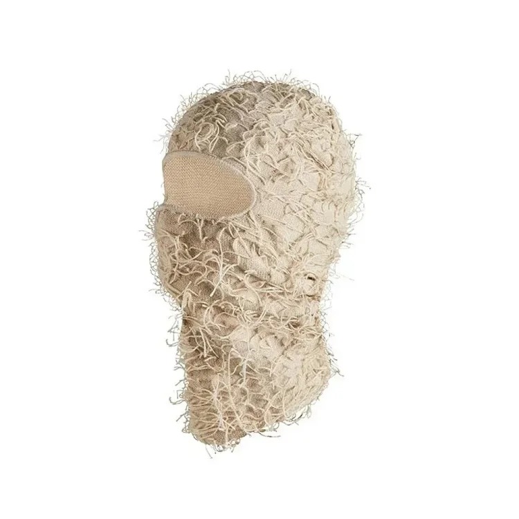 New Knitted Warm Mask Headgear Personalized Camouflage Jacquard Single Hole Baotou Plush Hat Ski Windproof Hat