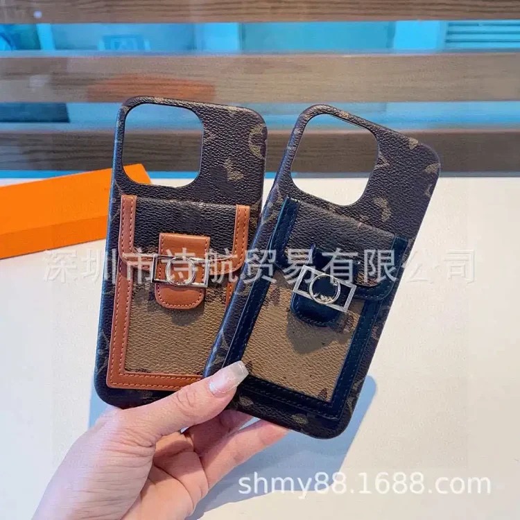 适用ihone17promax手机壳潮牌老花复古小众插卡14/13pro保护套