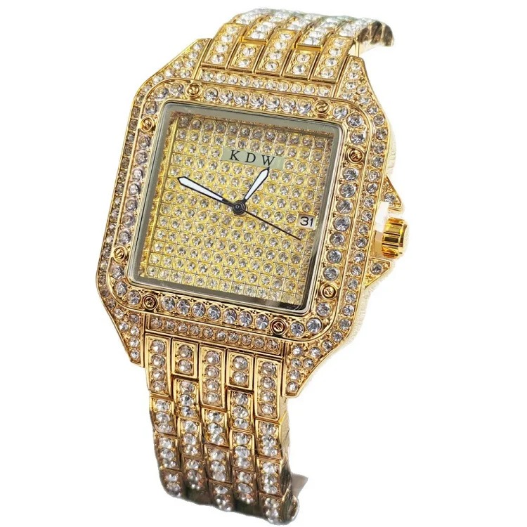 欧美嘻哈手表 石英手表 时尚满钻方形表 男士手表 luxury watch product image