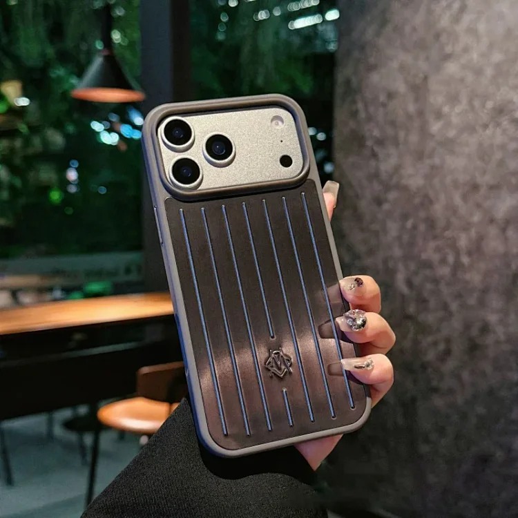 Aluminum alloy Apple 17 Pro Max suitcase-style full-coverage phone case for iPhone 15/14/13 (black