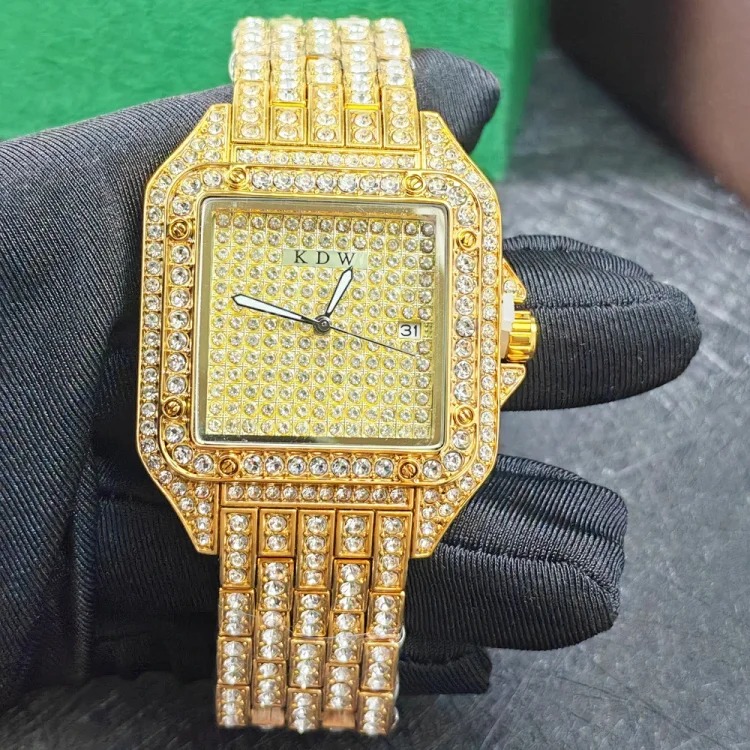 欧美嘻哈手表 石英手表 时尚满钻方形表 男士手表 luxury watch product image
